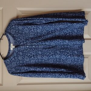 Style & Co soft 100% cotton blue floral top size XL
